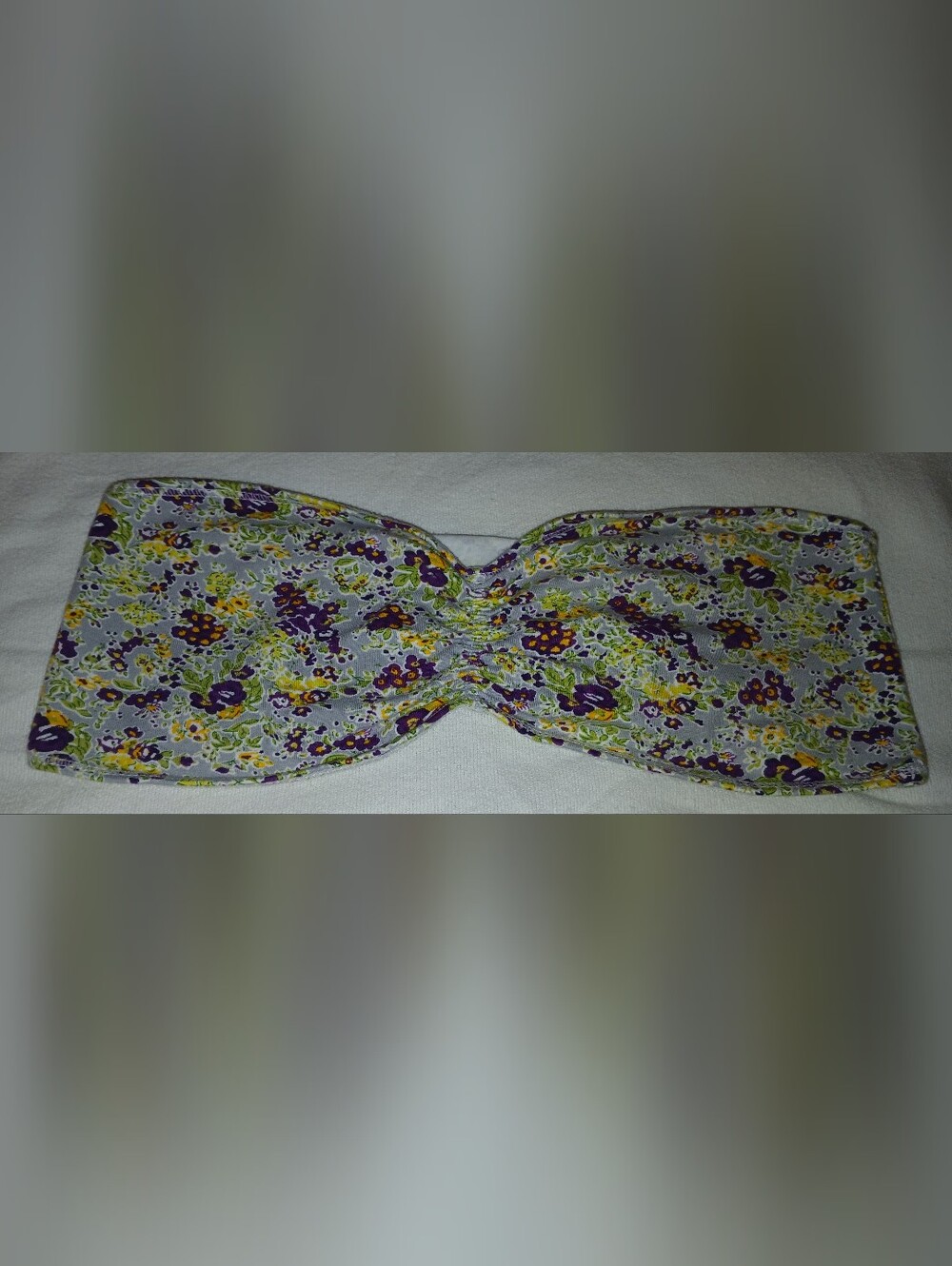 Pre-loved Women's Floral Bandeau Tube Top in Purple and Green